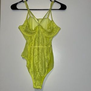 Neon yellow lace bodysuit